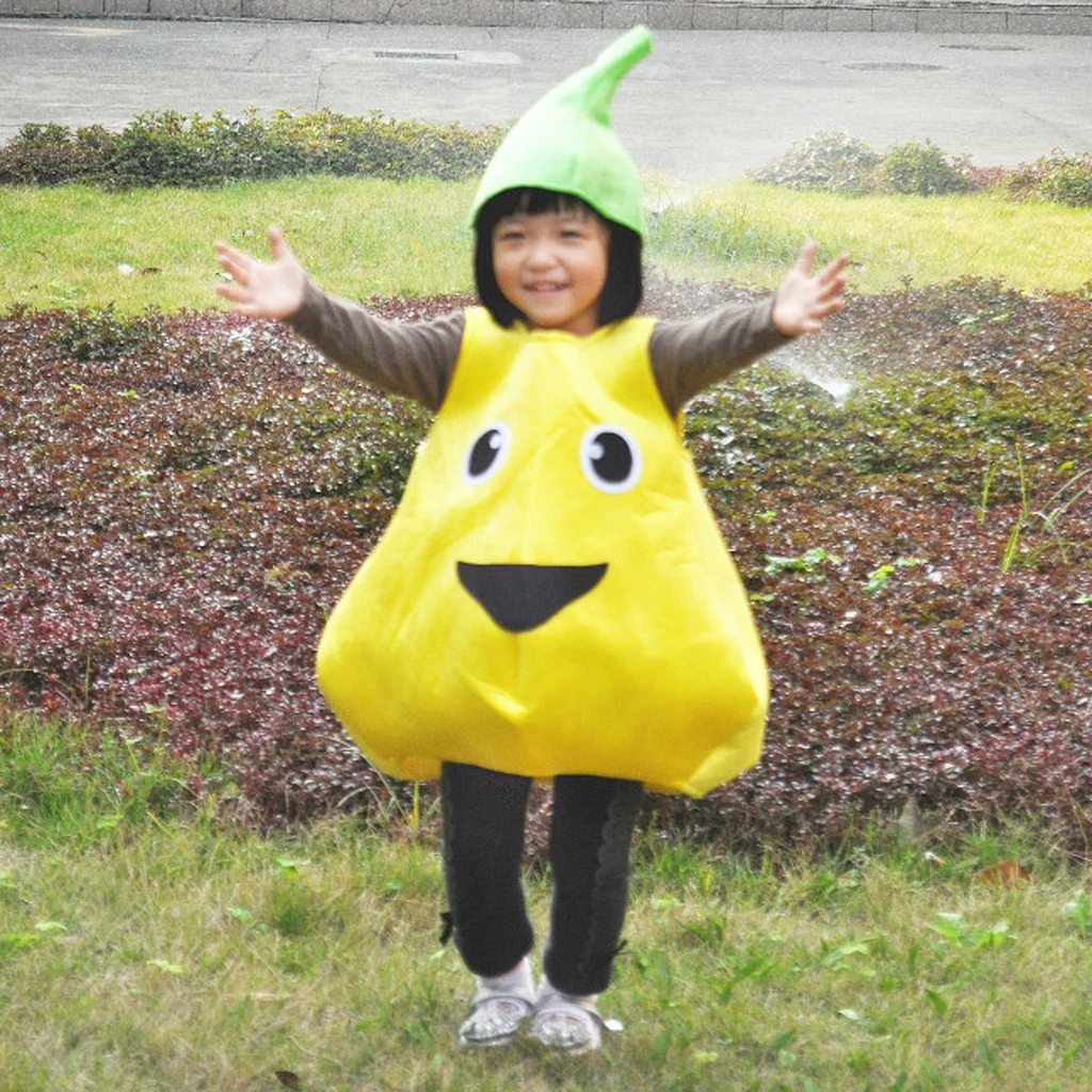 Yellow Pear Unisex School Play Party Costume Children Clothing Fruit Outfit