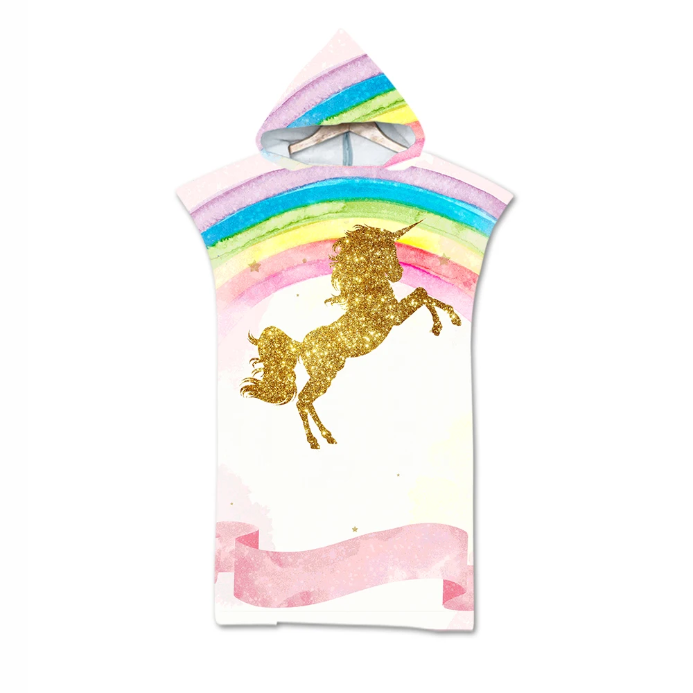 

Cartoon Unicorn Bath Towel Beach Bath Towels for Adults Microfiber Wearable Beach Towel with Hooded Kids Girl's Towels Bathroom