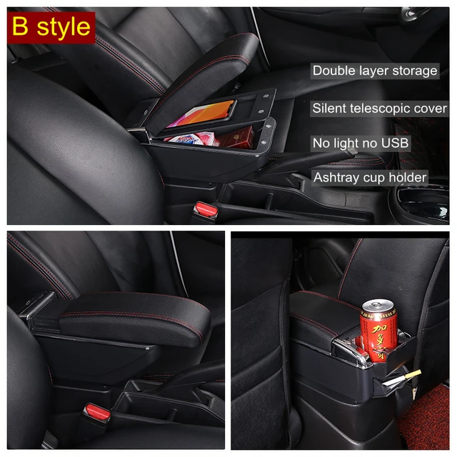 For Nissan Kicks Armrest Box 2016-2021 Central Console Storage Box Ashtray  Cup Holder Pu Leather Usb Charging Rotatable - Armrests - AliExpress