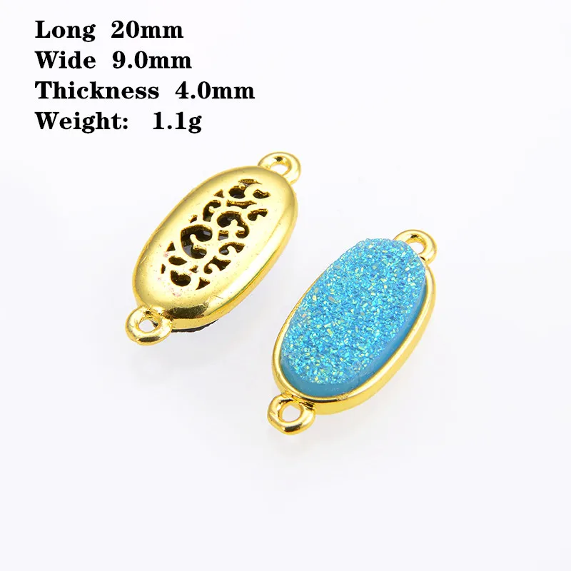 

KAMAF 10pcs/pack Copper oval shaped crystal bud jewelry accessories DIY egg-shaped double-hole bracelet connector