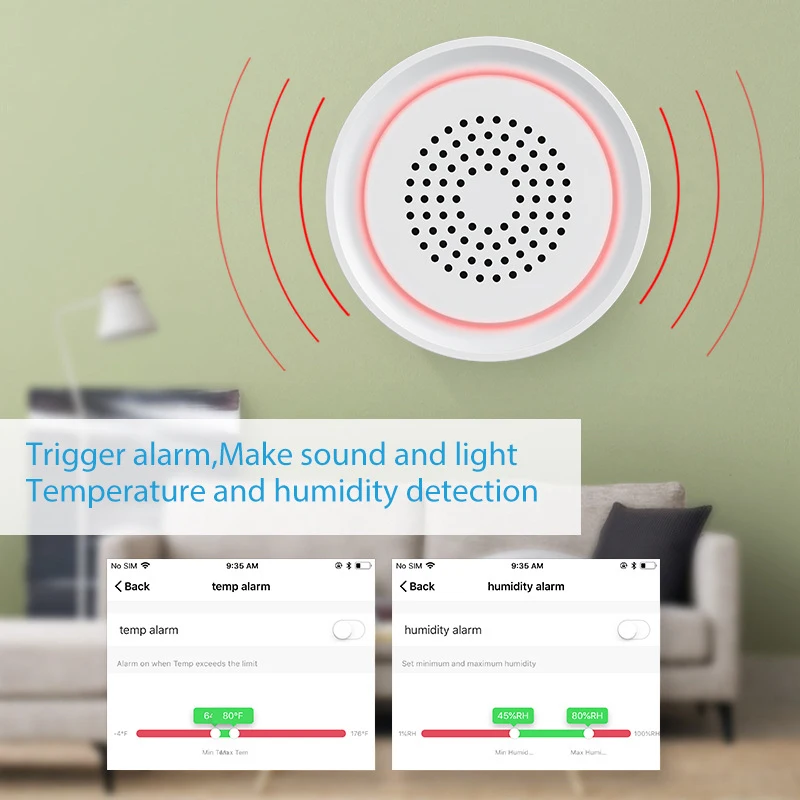 Tuya Smart Life WiFi USB Siren Alarm Detector Sensor Wireless Sound Light Alarm Compatiable With Echo Google Home Assistant