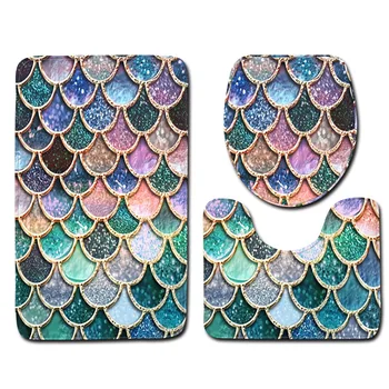 

2020 New Toilet Cushion Set 3 PCS Anti-slip Water Absorbing Carpet for Bathroom Scale Water Absorption U Shape Carpets Mat