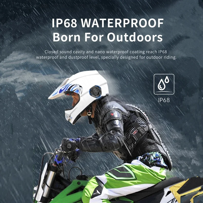 AIKSWE Helmet headset Bone Conduction Bluetooth Wireless Stereo Hands-free telephone IP68 Waterproof Motorcycle Helmet Headphone