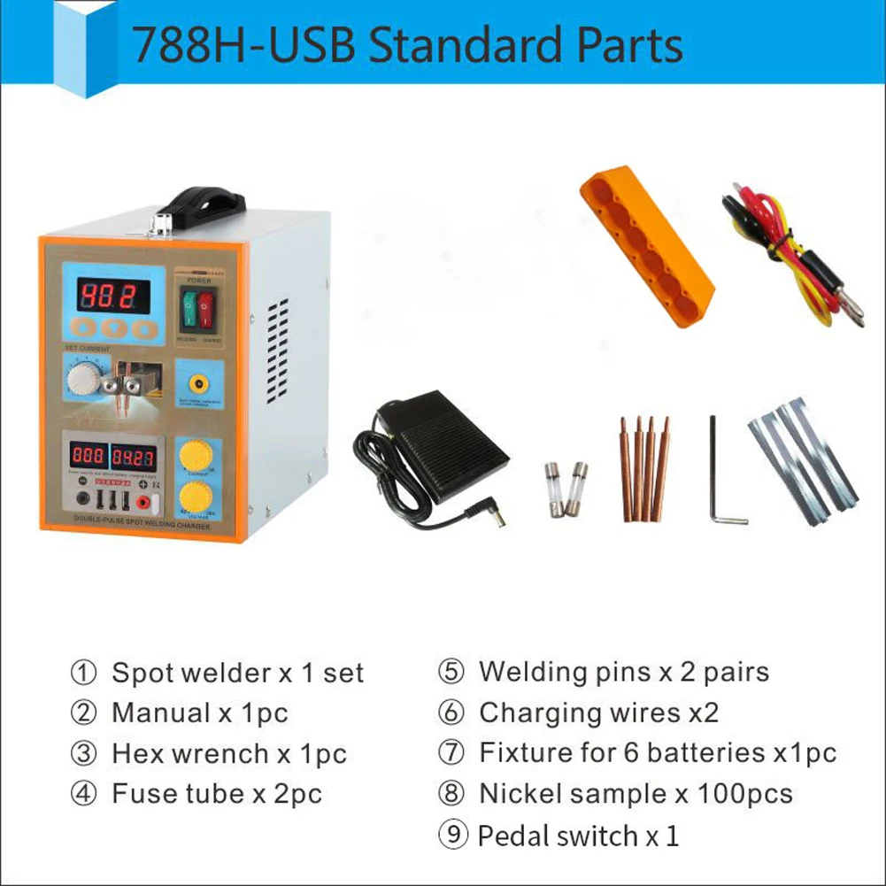 Pulse Spot Welding Machine Spot Welder LED Light Lithium Battery Test USB Charging for 18650 Battery Pack Weld 788H EU/US/UK/AU