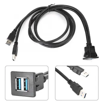 

Dual USB3.0 Waterproof Data Transmission Dashboard Cable Panel Line Universal for Car USB Socket Adapter