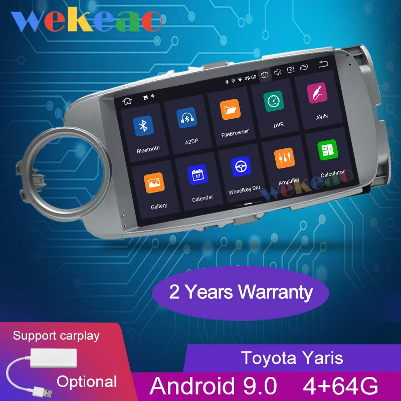 Wekeao Touch Screen 9'' Android 9.0 Car Radio Automotivo Car Dvd Player For Toyota Yaris Android Auto GPS Navigation 2012+ Wekeao Touch Screen 9'' Android 9.0 Car Radio Automotivo Car Dvd Player For Toyota Yaris Android Auto GPS Navigation 2012+