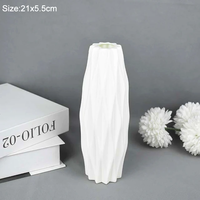 Modern Flower Vase White Pink Plastic Vase Flower Pot Basket Nordic Home Living Room Decoration Ornament Flower Arrangement A