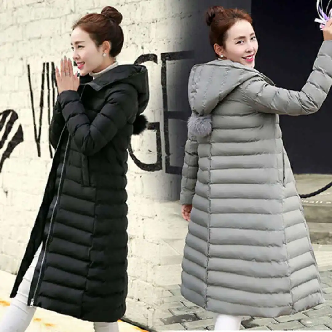 

Hot Selling Autumn And Winter New Style Furry Ball-Slim Fit Cotton-padded Clothes Women's Mid-length Korean-style Warm Coat Tops