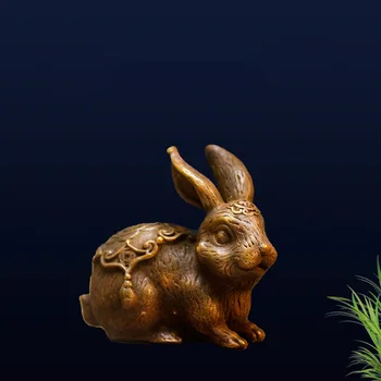

Solid Antique Pure Copper Tea Pets Zodiac Hi Rabbit Ornaments Tea Table Home Accessories Living Room Office Decoration Crafts
