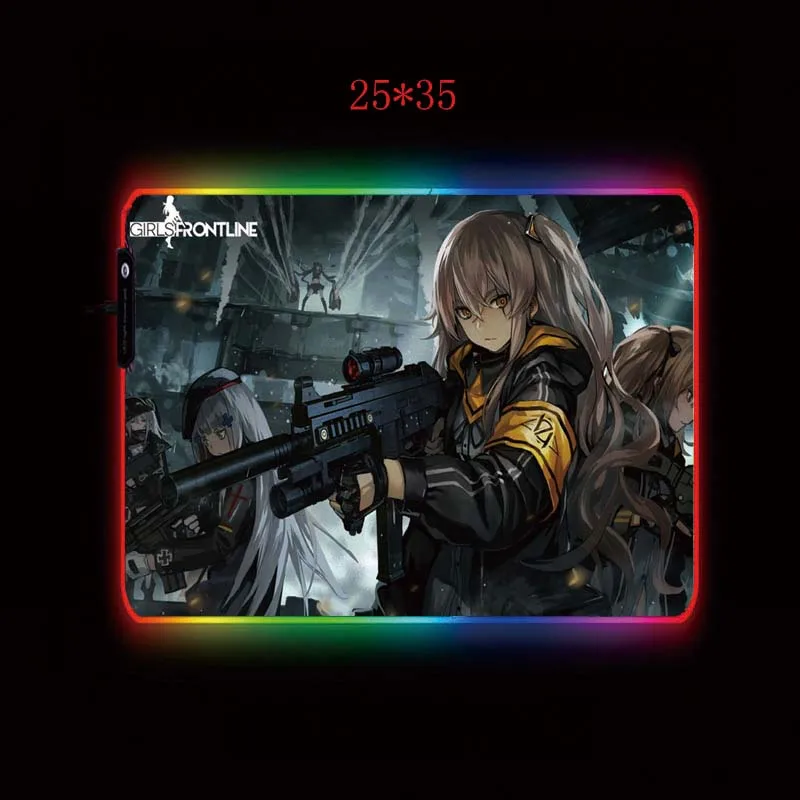 Игровой коврик для мыши XGZ Girls Frontline аниме RGB геймер большой коврик для мыши компьютерный коврик для мыши светодиодная подсветка Mause коврик для клавиатуры Настольный коврик