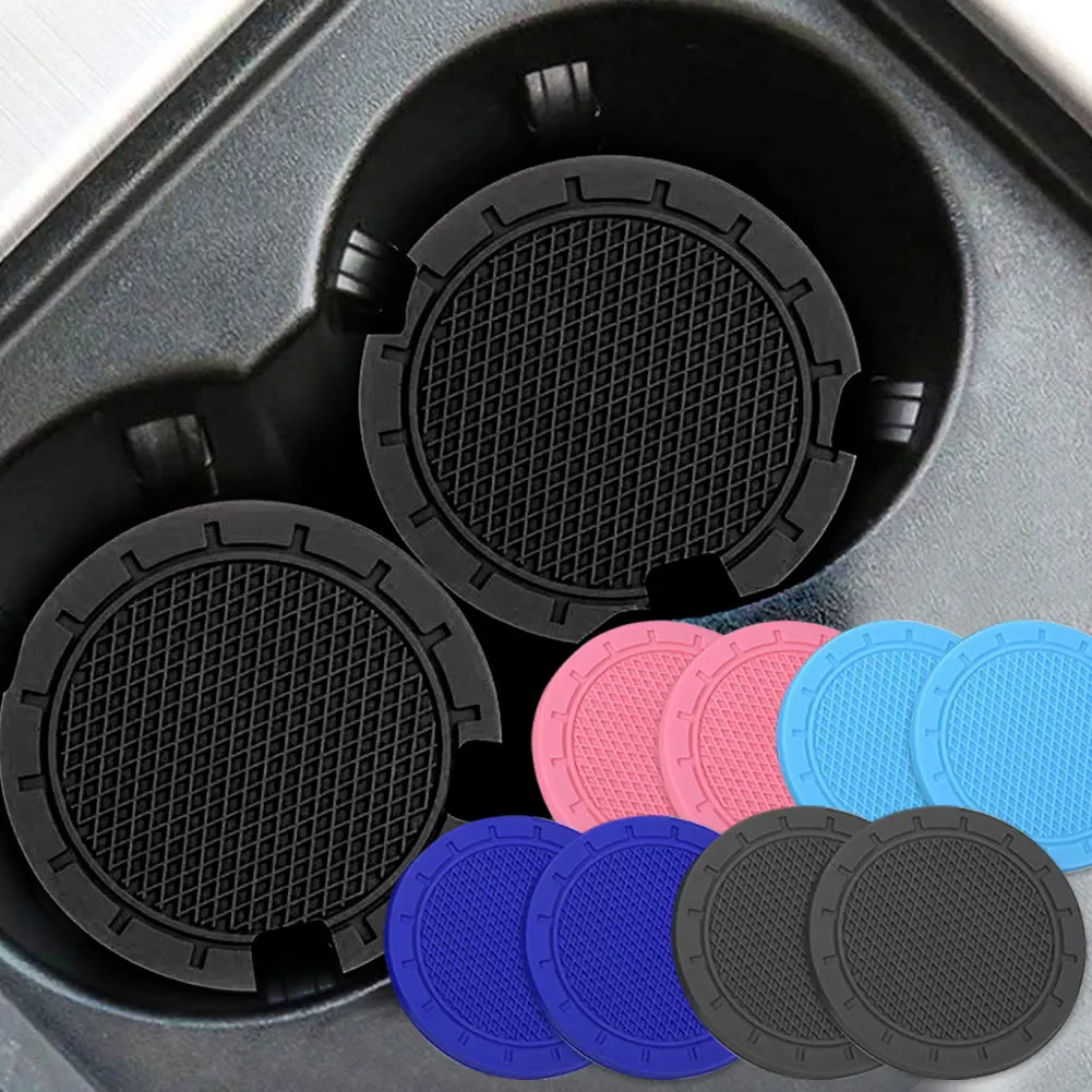 2Pieces Car Cup Mat Waterproof Vehicle Coaster Rubber Water Cup Bottle Holder Non-slip Pad for Auto Car Interior Accessories cup holder coasters car coaster pads