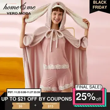 

Vero Moda Women's Rabbit Ears Hooded Coral Velvet Cloak Lounge Wear Cloak Bathrobe | 319421503