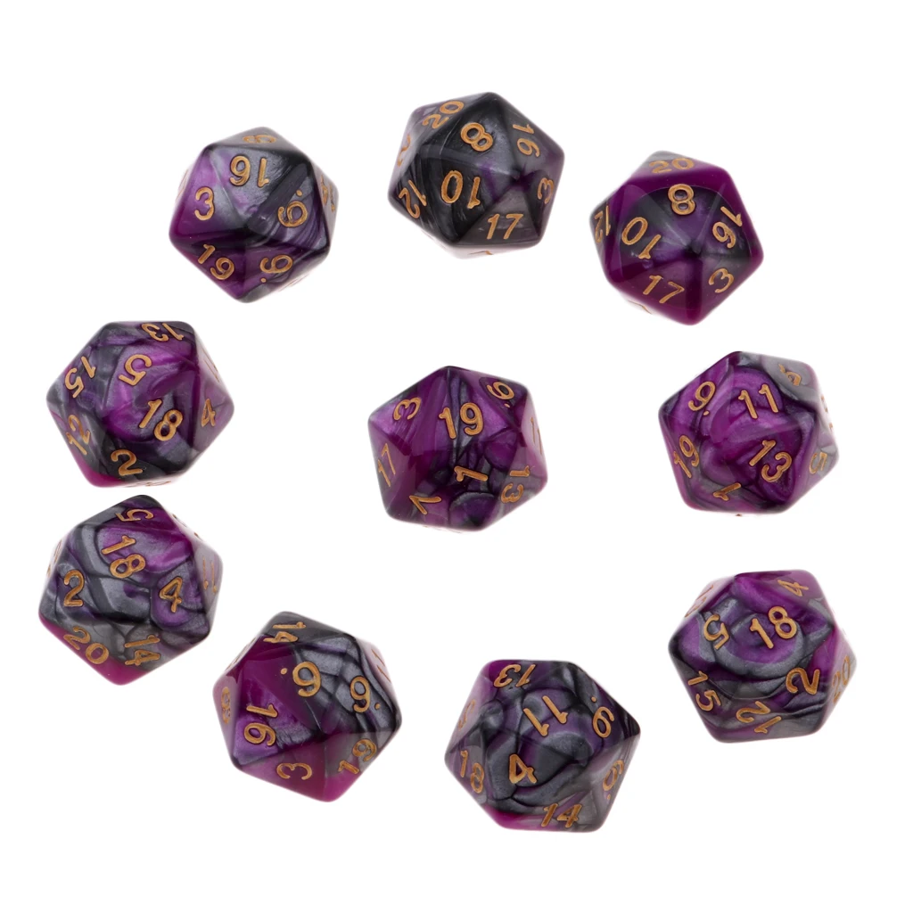 10pcs 20-Sided Dice Polyhedron Dices for D&D TRPG Cup Game TRPG Game Lovers