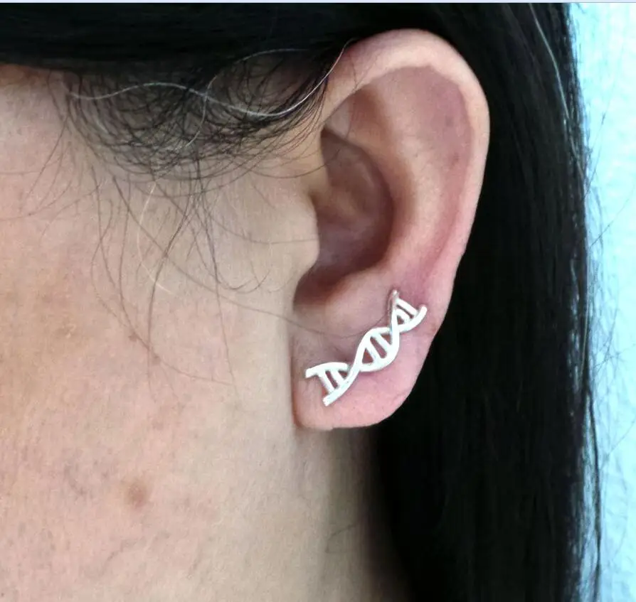 Jisensp Delicate Design DNA Earring Helix Earrings for Women Girls Geometric DNA Stud Earrings Science Jewelry Unique Gift
