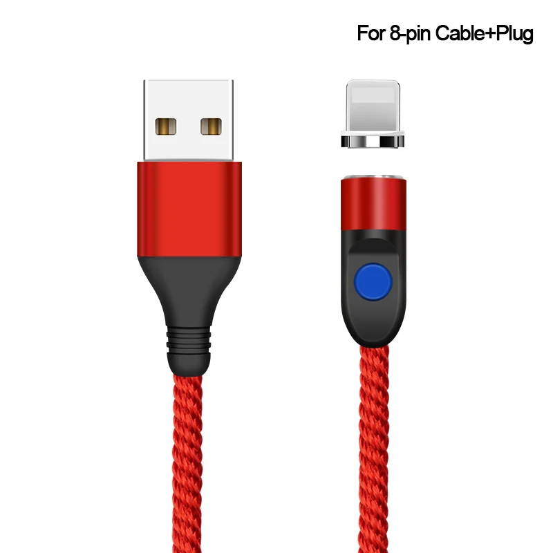 Новейший светодиодный QC3.0 Магнитный usb-кабель для iPhone Micro USB кабель Тип C плетеный кабель зарядное устройство для samsung S10 A50 Xiaomi Redmi k20 - Цвет: Red for iphone