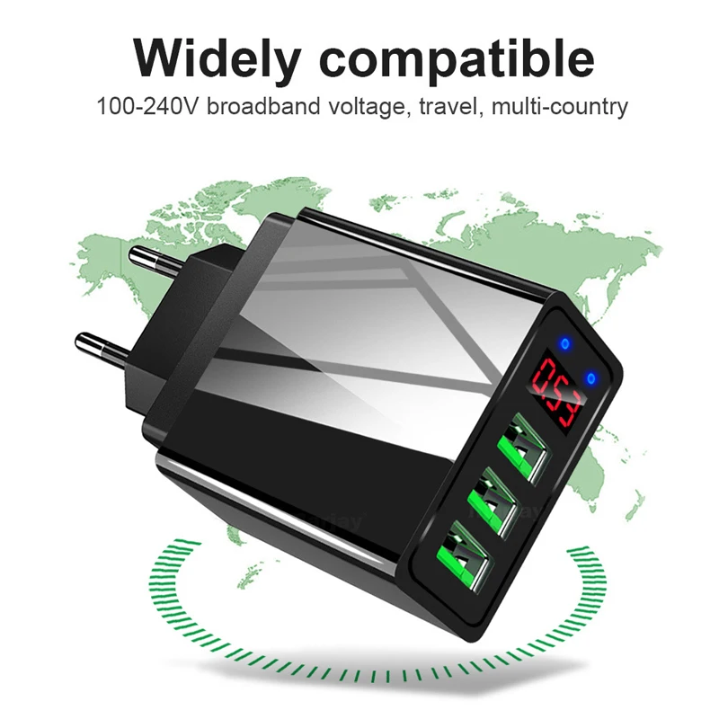 3 порта USB зарядное устройство EU US Plug Светодиодный дисплей 3.1A Быстрая зарядка смарт-мобильный телефон зарядное устройство для iphone samsung Xiaomi Tablet
