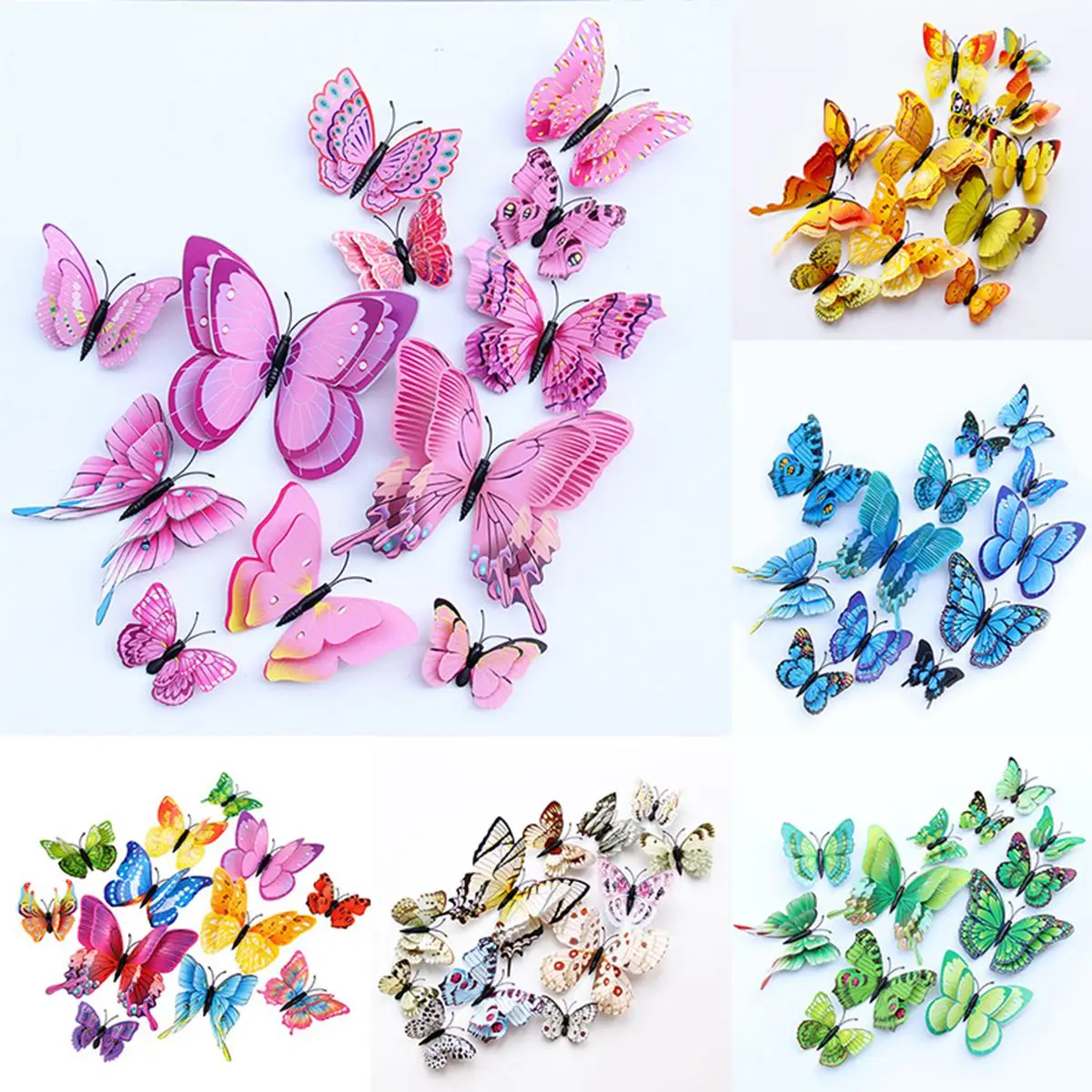 12PCS Butterfly Decoration stickers Decorative Butterflies For Birthday Party Supply 3D butterfly Theme Parti Decor Wedding