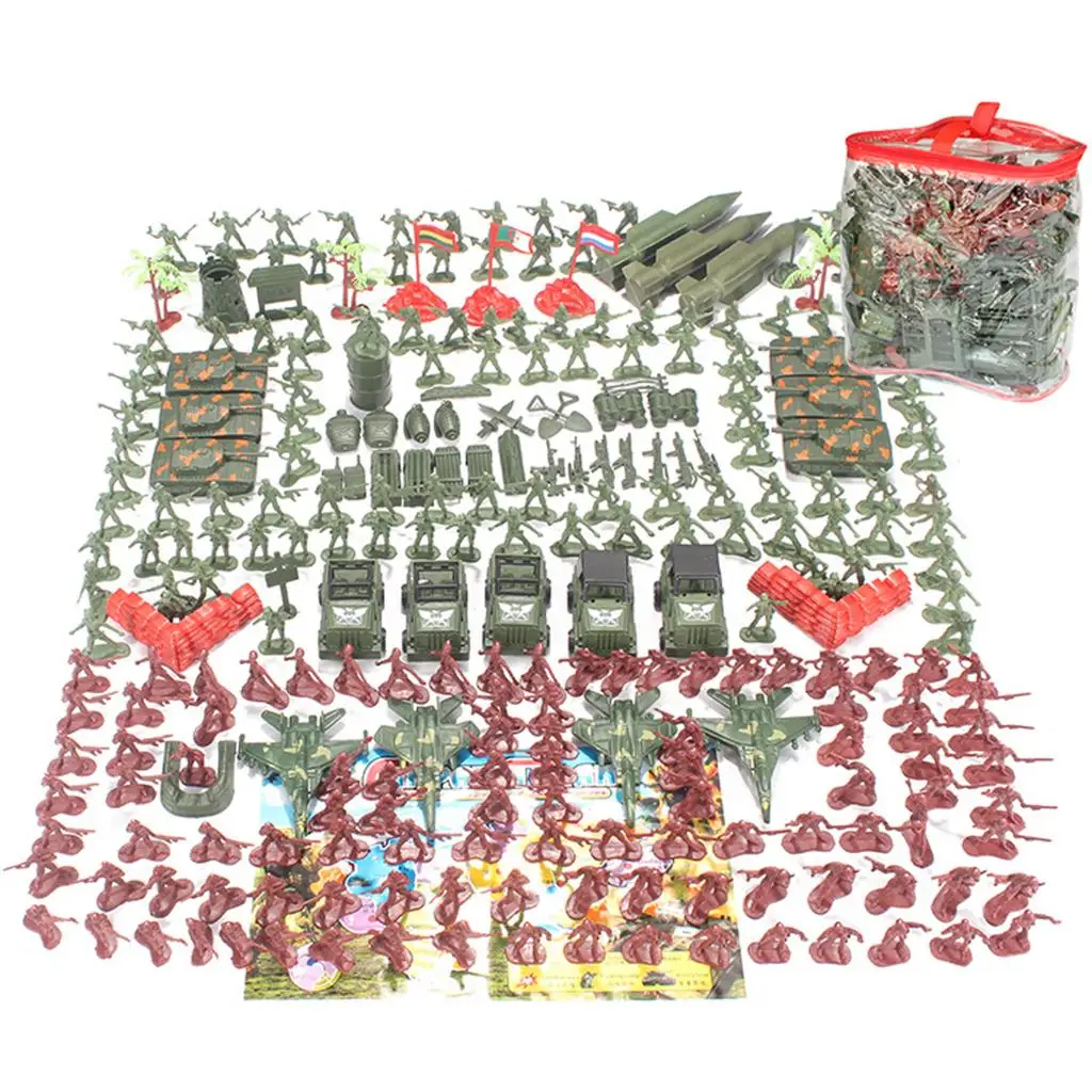 307 Pcs Army Men Army Soldier Plastic Toys Military Action Figures Playset with Tanks, Planes, Soldier Accessories