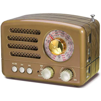 

New AM FM Radio Retro Bluetooth Speaker, Transistor Radio Portable Battery Operated Radio with Classical Vintage Look,(Gold)