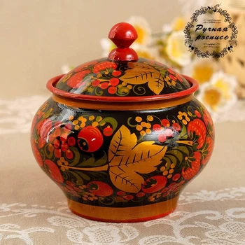 

Sugar bowl "Khokhloma", 14 x 13 cm