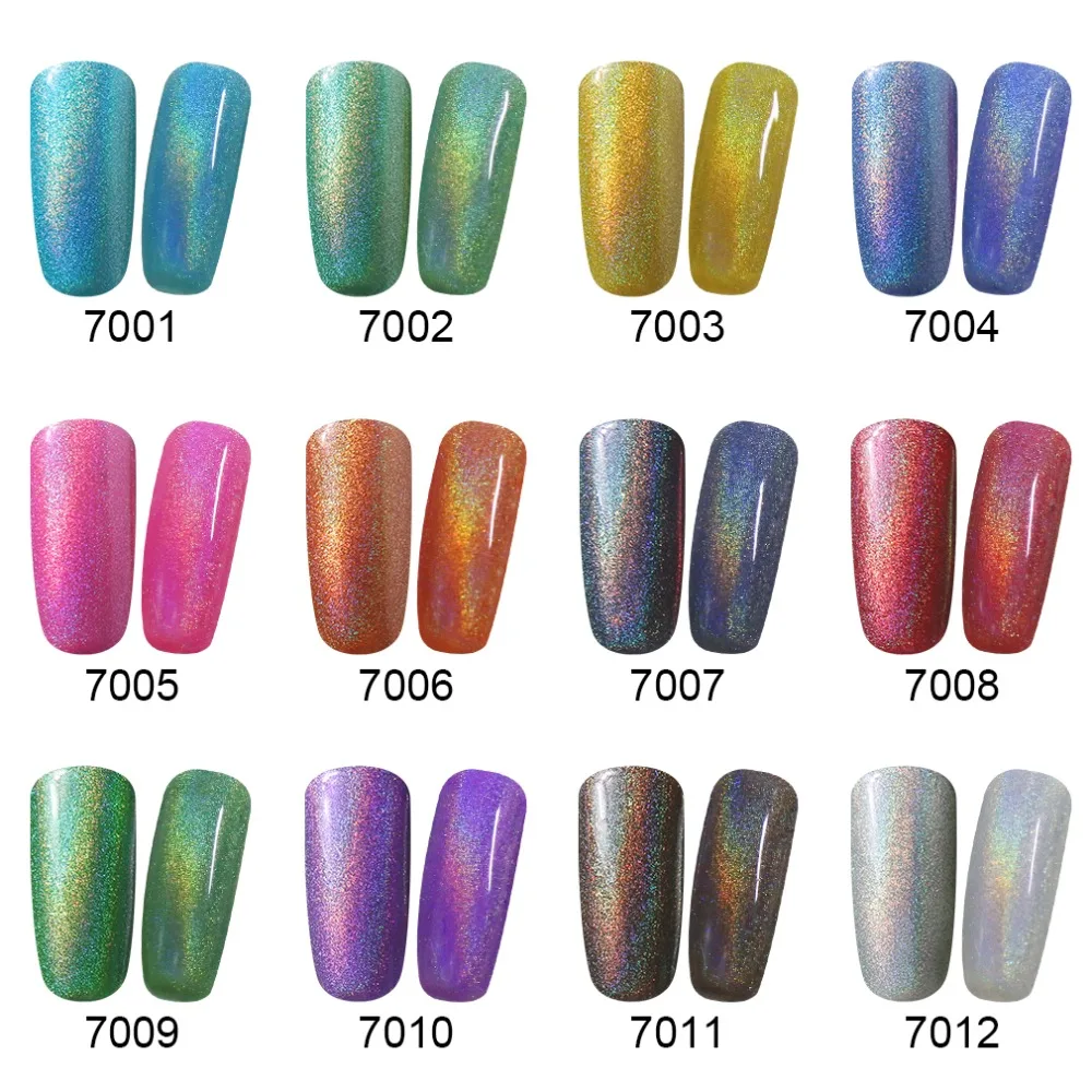 Ukiyo голографический цветной Радужный Гель-лак замачиваемый УФ светодиодный Декор для ногтей лак для ногтей Nagellak Гель-лак 8 мл 12 цветов