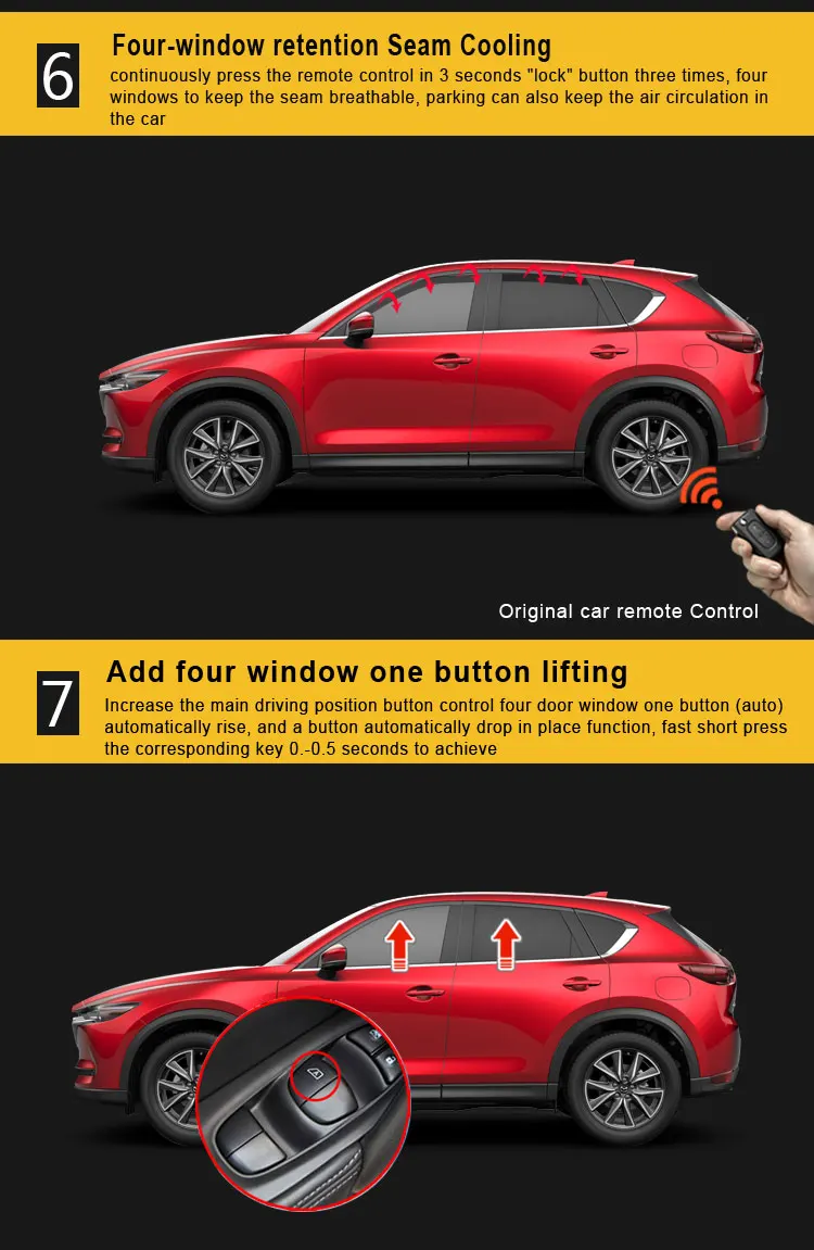 Original car power window Closer+ mirror folding system For Mazda CX-5 windows roll up automatically