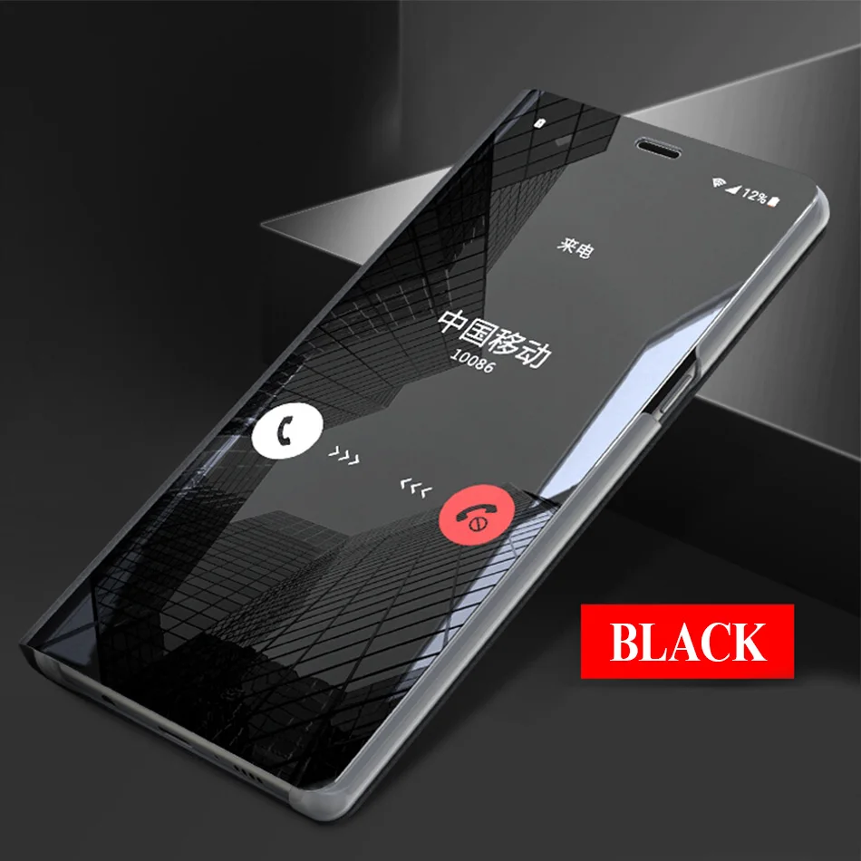 Black Роскошное умное зеркало флип чехол для телефона для samsung Galaxy Note 10 9 8 Pro S10 S9 S8 плюс M20 M30 A10 A20 A30 A50 A60 A70 чехол Крышка - Цвет: Black