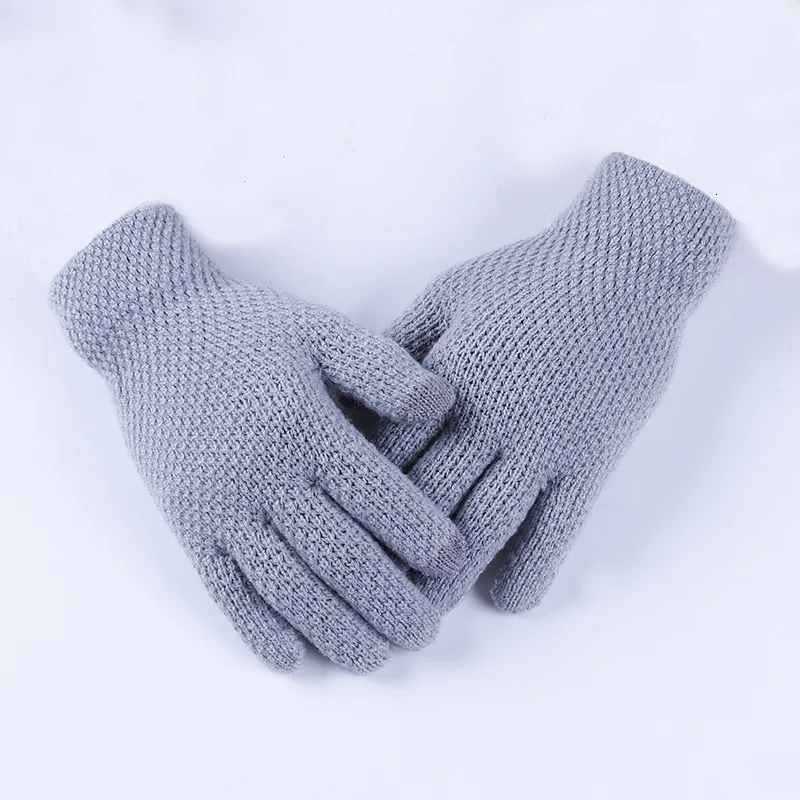 Унисекс Зимние мужские перчатки вязаные перчатки мягкие однотонные Guantes теплые женские варежки