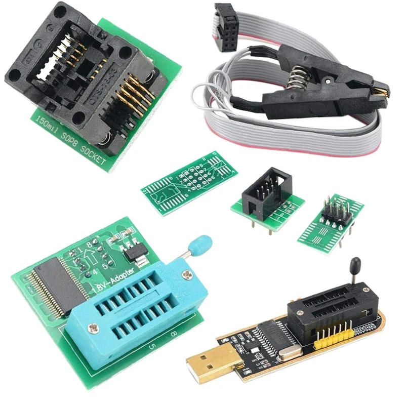 CH341A USB EEPROM BIOS Programmer & SOIC8 Clip & 1.8V Adapter & SOIC8 Adapter KG 