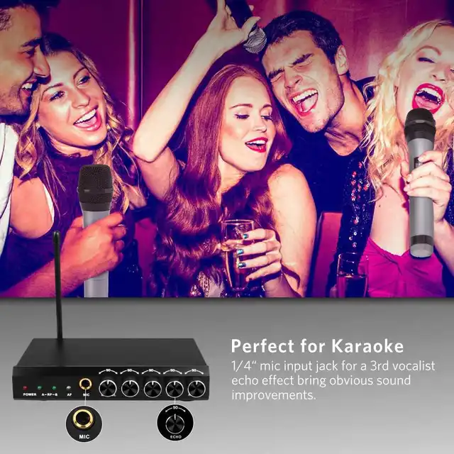 ARCHEER Wireless bluetooth Microphone System VHF Dual Channels Handheld Micorphone Systems Portable Singing Mixer Karaoke 3