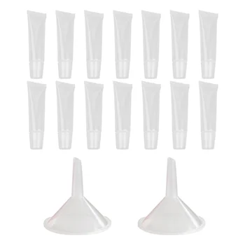 

1 Set Transparent Empty Tubes Cosmetic Container Oblique Mouth Soft Tube for Lip Gloss Lip Balm (10g, with 2pcs Medium Funnels)