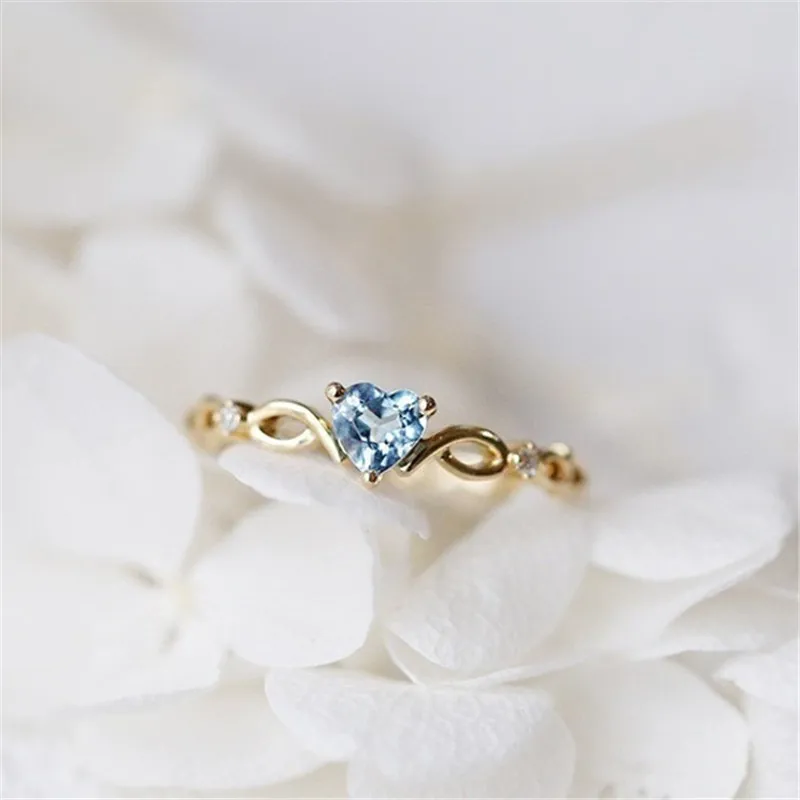 blue gold Япония и Южная корейский горный хрусталь кольца для женщин серебряные золотые кольца свежие свадебные женские очаровательные кольца на кончик пальца ювелирные изделия из кристаллов - Цвет основного камня: blue gold