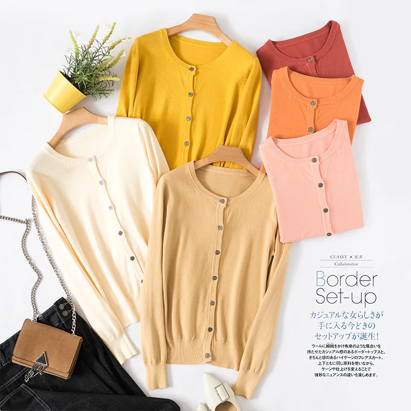 Новинка 2020 кашемировый женский базовый кардиган свитер с круглым вырезом весна