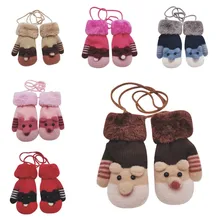 Милые Висячие варежки для малышей; Утепленные зимние теплые вязаные варежки для маленьких девочек и мальчиков; перчатки с рисунком из мультфильма z