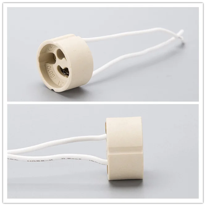 

1000pcs 3 years warranty GU10 Socket LED Bulb Halogen Lamp Holder Base Ceramic Wire Connector Heat resistant lamp base