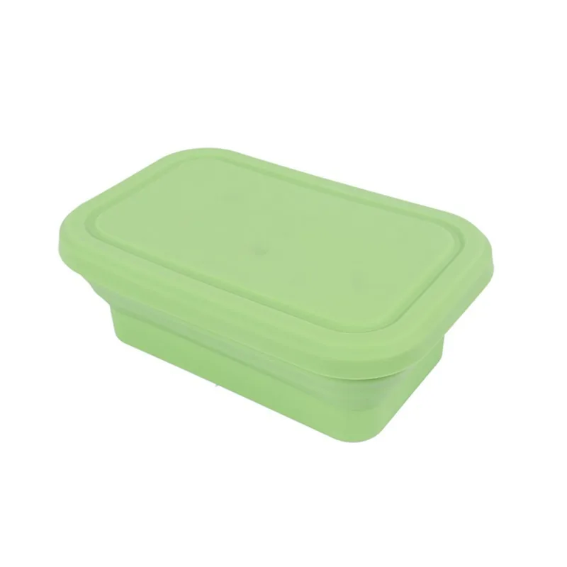 Silicone Lunch Box Portable Bowl Colorful Folding Food Container Lunchbox 9371ztou - Цвет: Травяно-зеленый
