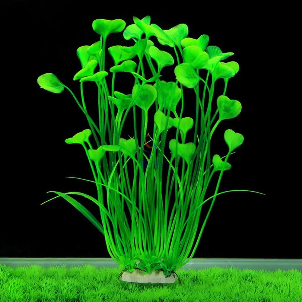 green Хоббилан Аквариум Искусственный в форме сердца пластиковый растительный орнамент аквариумный Декор красочная водная трава - Цвет: green