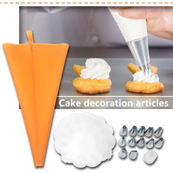 

14pcs/set DIY Cake Decor Tools with Piping Cream Pastry Bag Converter Icing Nozzles Decorating Cake Icing Piping Baking Tool