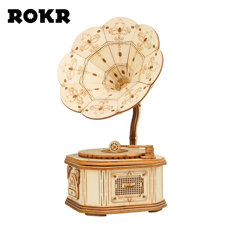 ROKR граммофон 3D деревянная модель строительные наборы игрушки для детей девочек подарок на день рождения