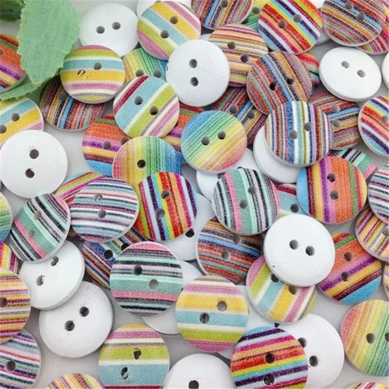 100pcs Mixed Stripe Pattern Wood Buttons Fit Sewing or Scrapbooking 15.0mm WB210 | Дом и сад