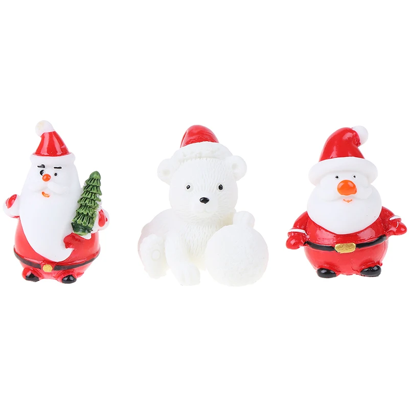 Mini Resin Christmas Decoration Santa Claus Snowman Model Christmas Tree Miniature Figurines Home Decoration