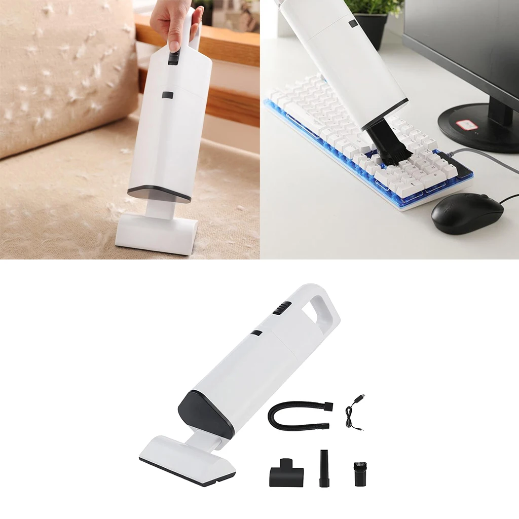 Handheld Vacuum Cleaner with Brush, Home Car Pet Hair Suction, USB Rechargeable
