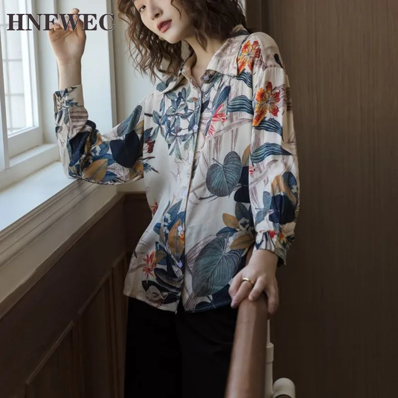 T Plant Floral Print Vintage Blouse Long Sleeve Tops And Blouses Button Up Collar Shirt Designer Shirts Women 2020 V141 | Женская одежда