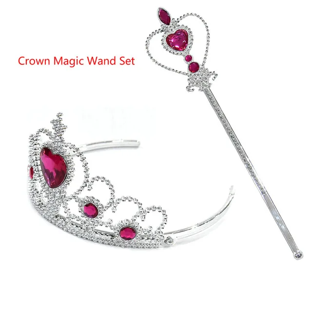 Crown Magic Wand Платье принцессы Эльзы и Анны для костюмированной вечеринки «Снежная история 2» Праздничные вечерние летние платья для девочек для отдыха модные платья Снежной Королевы для маленьких девочек - Цвет: Crown Magic Wand