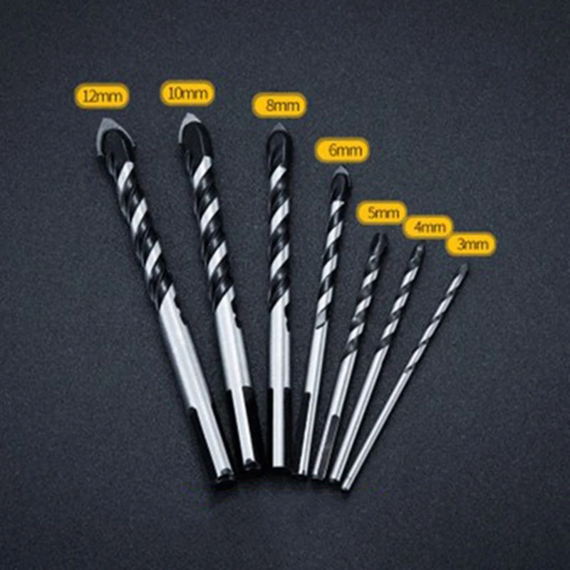 

7pcs 3/4/5/6/8/10/12mm Multi-functional Glass Drill Bit Triangle Bits For Ceramic Tile Concrete Marble DB02061