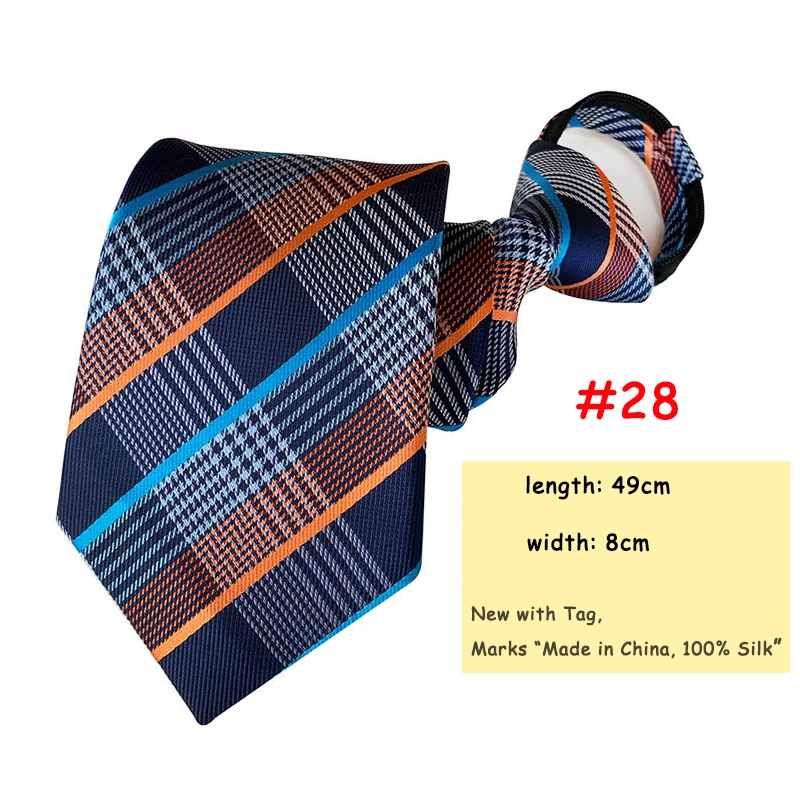 28 8CM Pre-tied Neck Ties For Men Adjustable Zipper Ties Striped Dots Paisley Men's Ties Bridegroom Party Dress Wedding Necktie - Цвет: 28