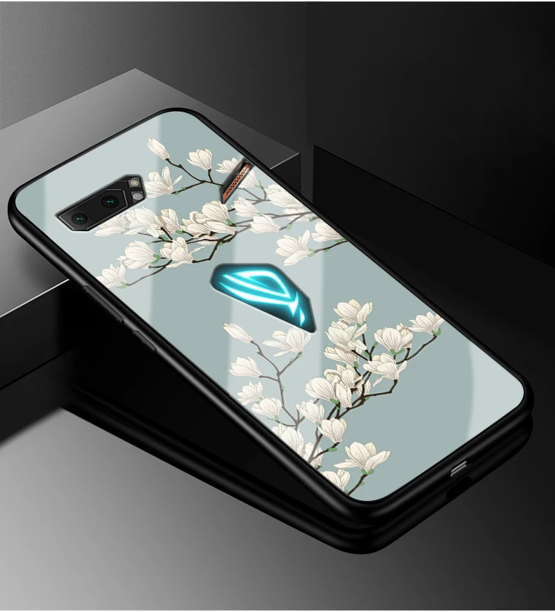 Для Asus ROG Phone II ZS660KL чехол силиконовый бампер жесткая стеклянная задняя крышка для Asus ROG Phone 2 ZS660KL Gaming Phone2 - Цвет: 13