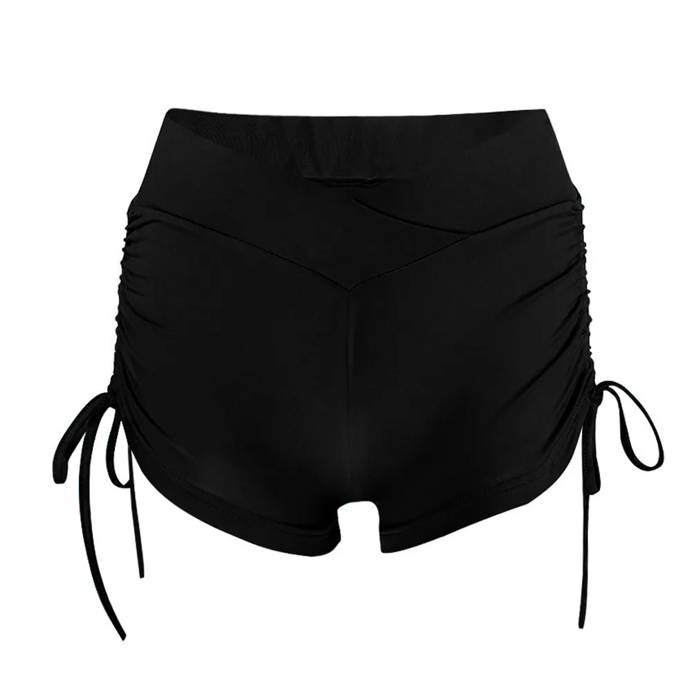 Бандажные однотонные шорты для йоги, короткие женские летние гофрированные леггинсы для тренировок, дышащие женские штаны для фитнеса# LR3