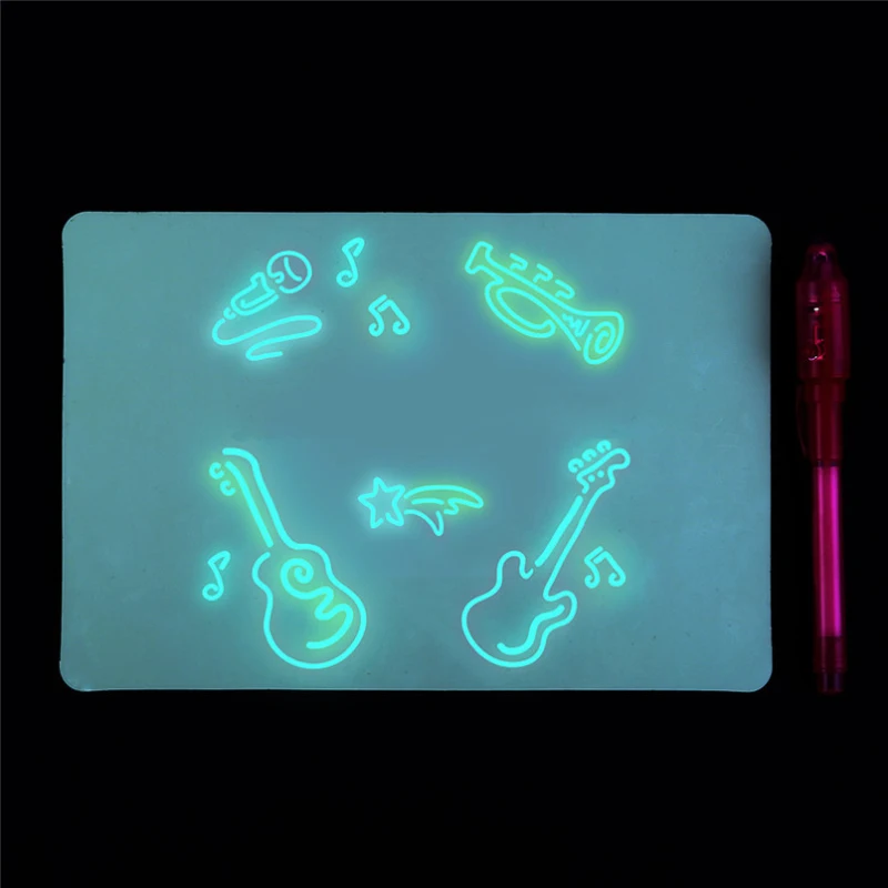 A5 A4 A3 Kid LED Luminous Drawing Board Graffiti Doodle Drawing Tablet Magic Draw With Light-Fun Fluorescent Pen Educational Toy