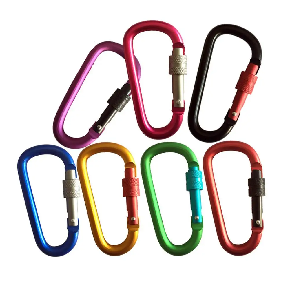 

Climbing Carabiner Keychain Safety Outdoor Pendant Aluminum Alloy Thread With Lock Mini Buckle Hook For Outdoor Mountaineering#N